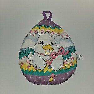 VTG Easter Bouquet Potholder Chick Egg Pastel Purple Yellow B&D Barth Dreyfuss